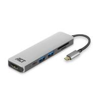 ACT USB-C naar HDMI vrouwelijk Multipoort adapter AC7023 4K, 2XUSB-A, Kaartlezer, PD Pass Through