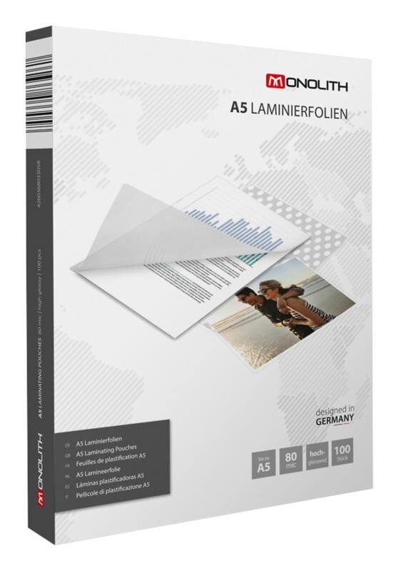 Monolith Lamineerhoes A5 Glashelder 80 micron (2 x 80) Transparant 100 Hoezen
