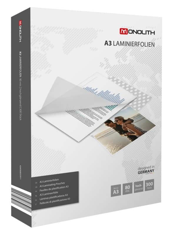 Monolith Lamineerhoes A3 Glashelder 80 micron (2 x 80) Transparant 300 Hoezen