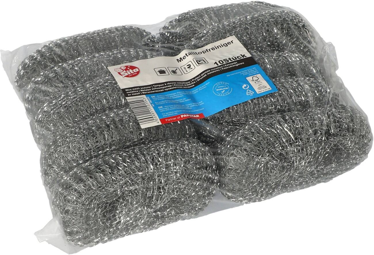 PAPSTAR Staalwol Zilver rond 12 x 3 cm Pak van 10