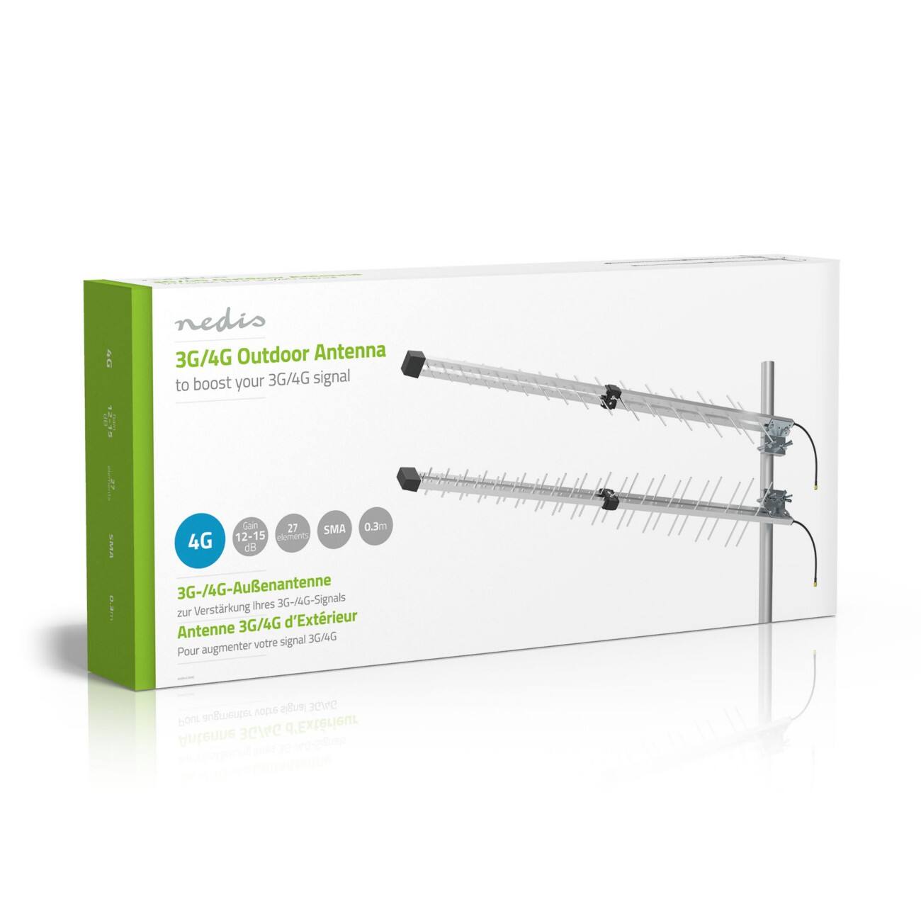 NEDIS 3G/4G buitenantenne max. 15 dBi versterking 698 - 960 MHz 1710 - 2700 MHz Aluminium