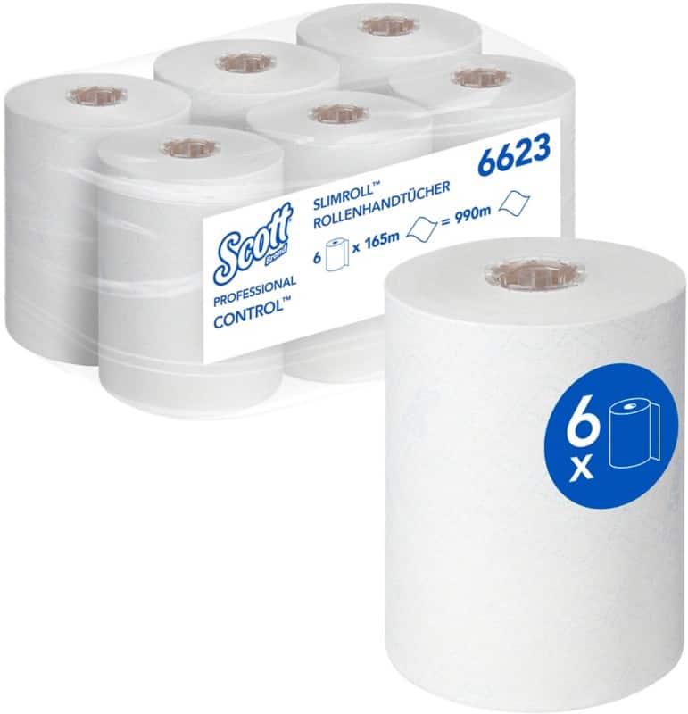 Scott Control Slimroll Papieren handdoeken Wit 1-laags 990 m 6623 6 Stuks