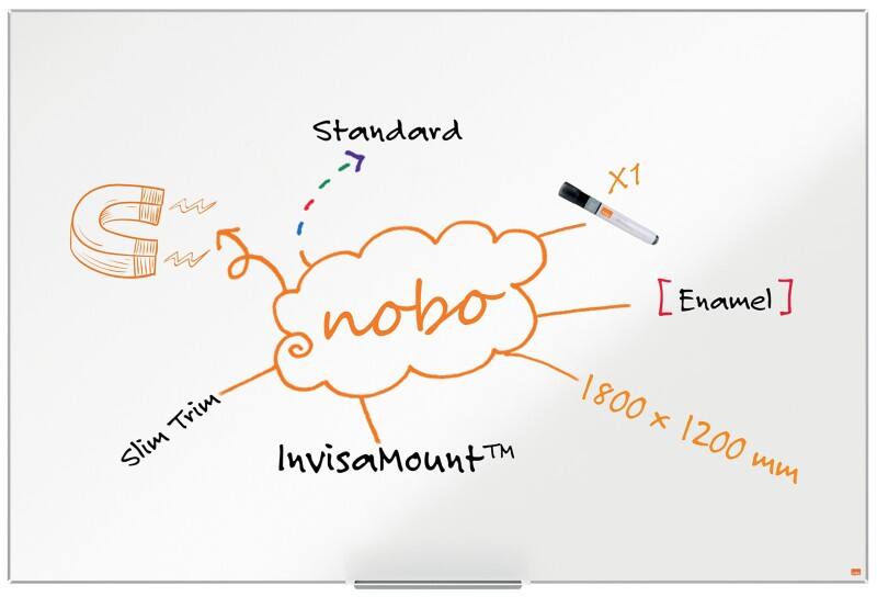 Nobo Impression Pro whiteboard 1915399 wandmontage magnetisch email 180 x 120 cm smal frame