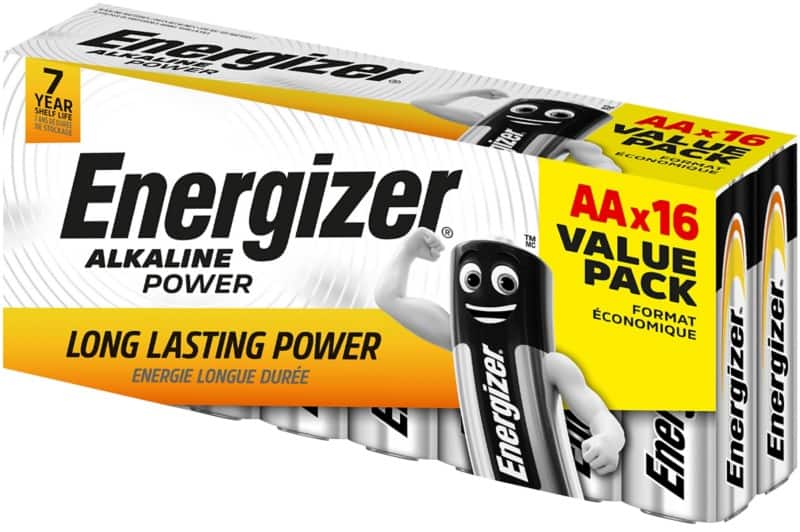 Energizer Batterijen Alkaline Power LR6 AA 3000 mAh Alkaline 1.5 V 16 Stuks