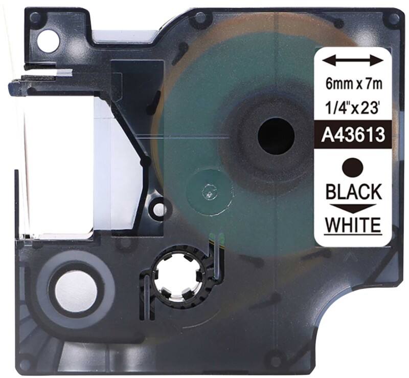 Rillstab Compatibel Dymo D1 S0720780 / 43613 Labeltape Zelfklevend Zwart op Wit 6 mm x 7m