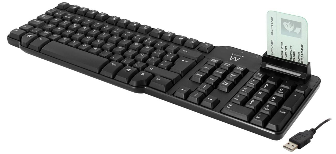 Ewent Toetsenbord USB AZERTY met Smartcardlezer Zwart