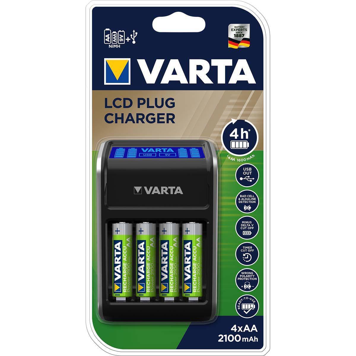 Varta VARTA-57677 AA / AAA / 9V NiMH batterijoplader USB 4 x AA / HR6 2100 mAh