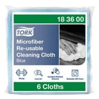 Tork Microvezel Herbruikbare Schoonmaakdoek 183600 Blauw Voor droog en nat gebruik 6 Stuks