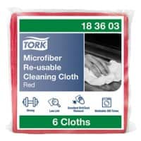 Tork Microvezel Herbruikbare Schoonmaakdoek Rood 183603 Voor droog en nat gebruik 6 Stuks