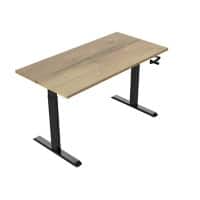 euroseats Zit-sta bureau zwart met natuurlijk eiken tafelblad 1600 x 800 x 685-1165 mm