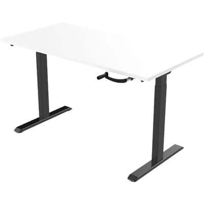 euroseats Zit-sta bureau zwart met wit tafelblad 1400 x 800 x 685-1165 mm
