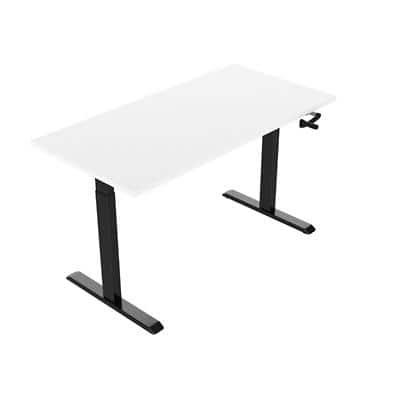 euroseats Zit-sta-bureau zwart met wit tafelblad 1800 x 800 x 685-1165 mm