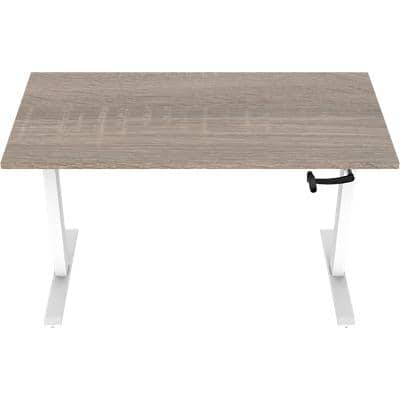 euroseats Zit-sta-bureau wit met Robson eiken tafelblad 1600 x 800 x 685-1165 mm