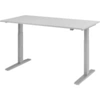 Hammerbacher VXMKA Elektrisch hoogteverstelbaar Zit-sta-bureau Rechthoekig Grijs C-Voet 1,600 (B) x 800 (D) x 1,200 (H) mm Spaanplaat, Staal