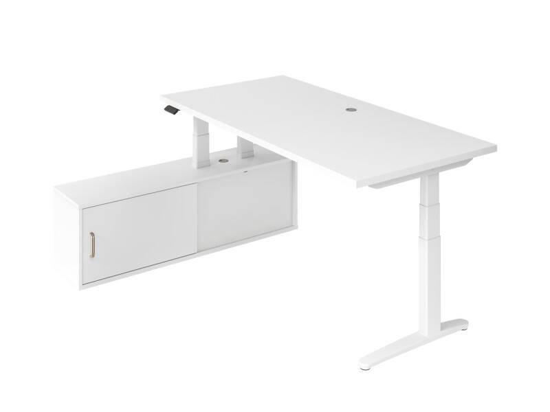 Hammerbacher VXBHM Zit-sta-bureau Wit C-Voet 2.000 (B) x 1.000 (D) x 1.290 (H) mm Spaanplaat, Staal, Aluminium