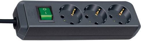 brennenstuhl 1152300015 Eco-Line Stekkerdoos 3 Type F Stopcontacten 1,5 m Met schakelaar Zwart