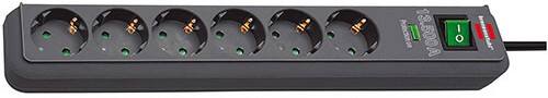 Brennenstuhl 1159710515 Eco-Line Power Stekkerdoos 6 Type F stopcontacten 5 M met schakelaar en overspanningsbeveiliging Zwart
