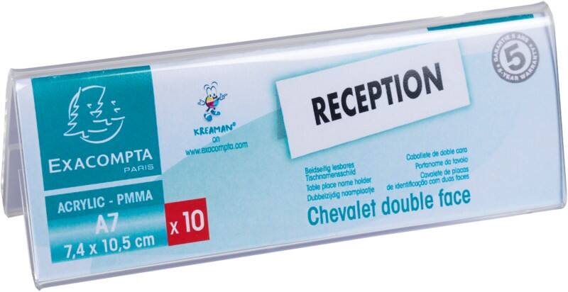 Exacompta Tafelnaambord 87358D Plexiglas, (PMMA) Polymethylmethacrylat 11 x 4 x 10 cm 10 Stuks