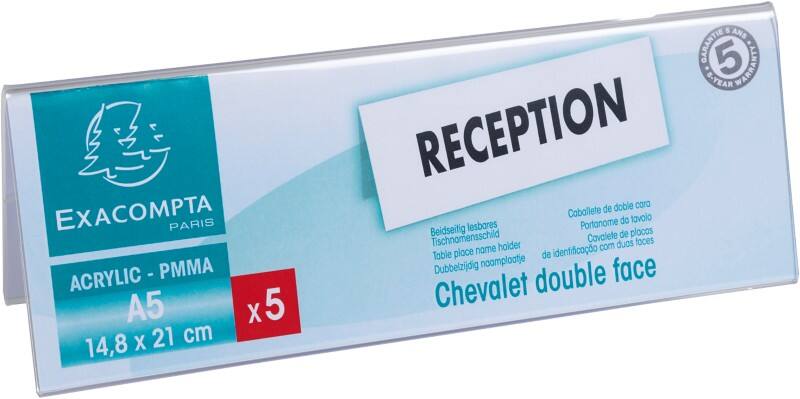 Exacompta Tafelnaambord 85358D Plexiglas, (PMMA) Polymethylmethacrylat 21 x 6 x 17 cm 10 Stuks