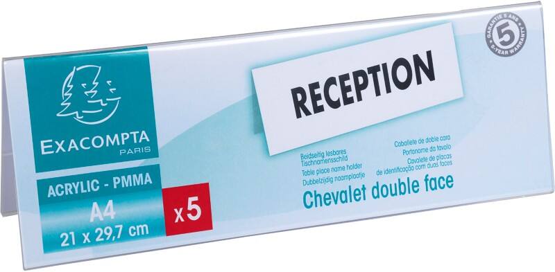 Exacompta Tafelnaambord 84358D Plexiglas, (PMMA) Polymethylmethacrylat 21 x 8,3 x 29,7 cm 10 Stuks