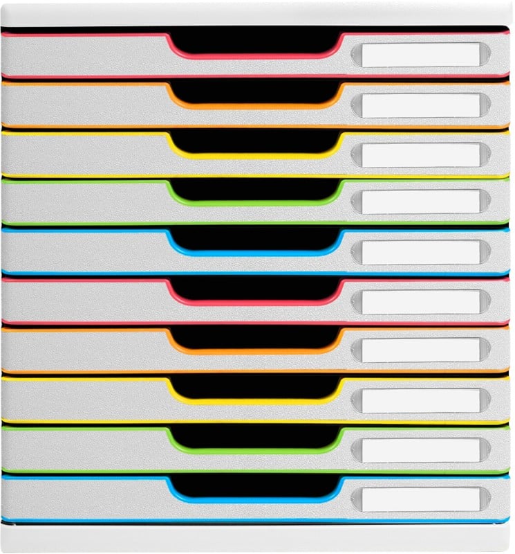 Exacompta Black office Ladekastje Kunststof Wit 10 Lades 28,8 x 35 x 32 cm