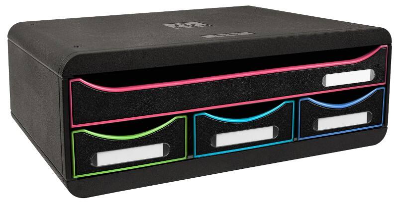 Exacompta Black office Ladekastje Kunststof Zwart 4 Lades 35,5 x 27 x 13,5 cm