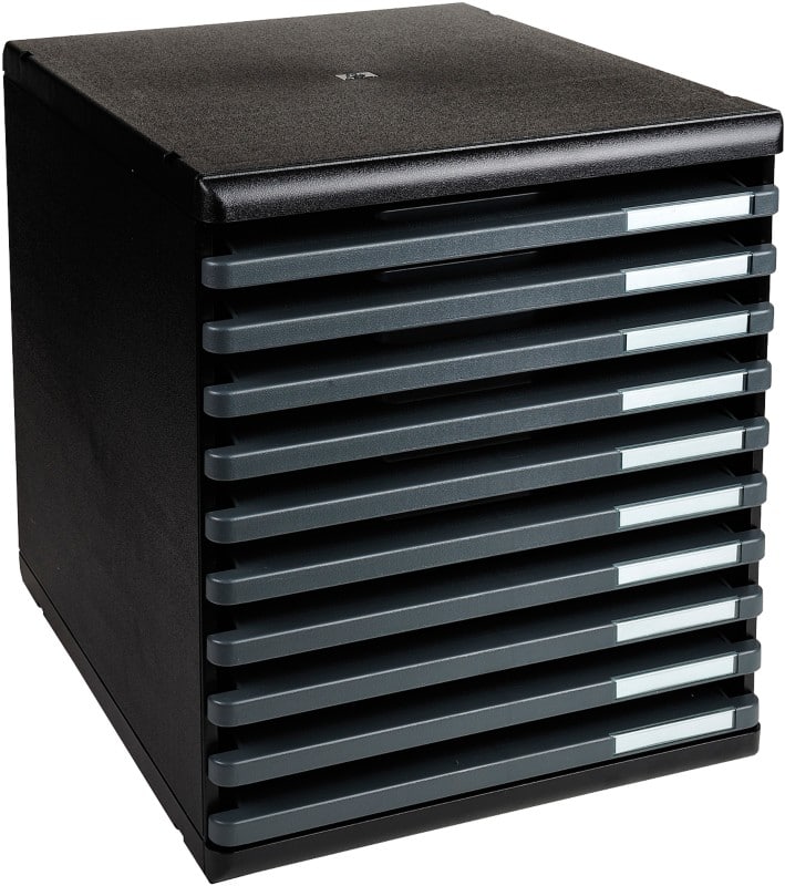 Exacompta ECOBlack Ladekastje Kunststof Donkergrijs 10 Lades 28,8 x 35 x 32 cm