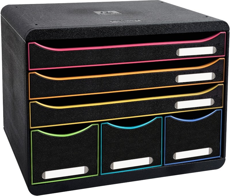 Exacompta Black office Ladekastje Kunststof Zwart 6 Lades 35,5 x 27 x 27,1 cm
