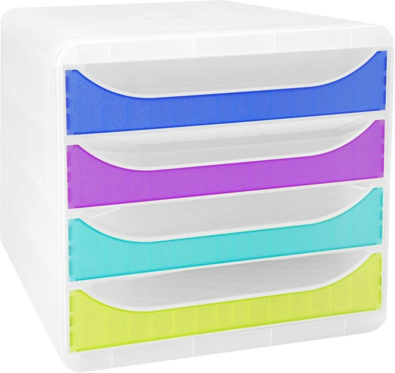 Exacompta Chromaline Ladekastje Kunststof Kleurenassortiment 4 Lades 27,8 x 34,7 x 26,7 cm