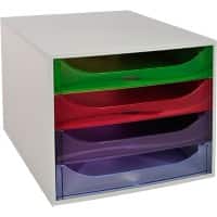 Exacompta Linicolor Ladekastje Kunststof Harlequin 4 Lades 28,4 x 34,8 x 23,4 cm  