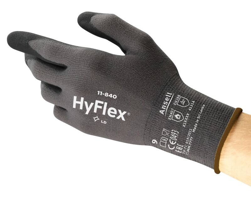 Ansell HyFlex Mechanical Protection Werkhandschoenen Nitril, schuim Maat 8 Zwart 12 Paar