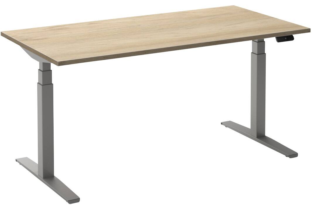Ceha Adjust 2 Plus Elektrisch hoogteverstelbaar Zit-sta-bureau Rechthoekig Wit Eiken T-Voet 1,800 (B) x 900 (D) x 1,300 (H) mm Melamine, metaal