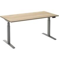Ceha Rechthoekig Zit-sta-bureau Elektronisch In hoogte verstelbaar Zilver Rustiek eiken wit Melamine, metaal 1.800 x 900 x 1.300 mm Snelle montage