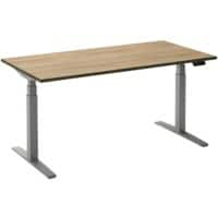 Ceha Rechthoekig Zit-sta-bureau Elektronisch In hoogte verstelbaar Robson Zilver Melamine, metaal 1.200 x 800 x 1.300 mm Normale hoog-laag-schakelaar