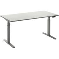 Ceha Rechthoekig Zit-sta-bureau Elektronisch In hoogte verstelbaar Zilver Wit Melamine, metaal 1.600 x 800 x 1.300 mm Normale hoog-laag-schakelaar