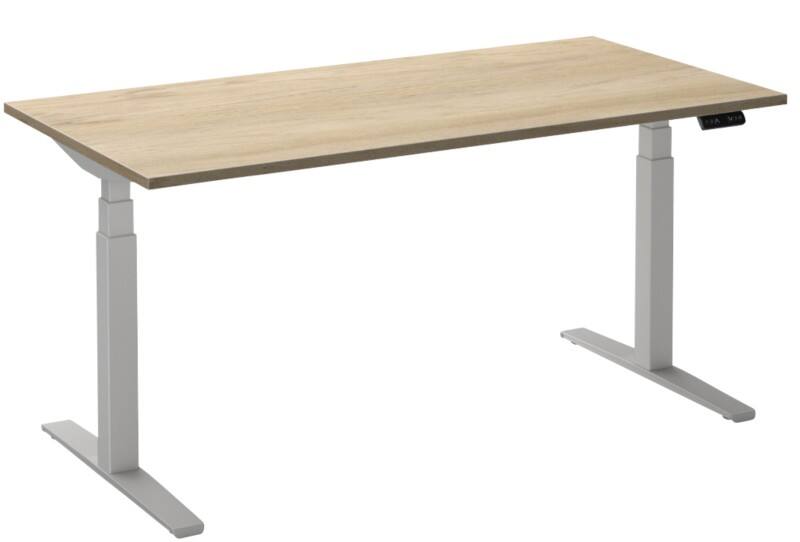 Ceha Adjust 2 Plus Elektrisch hoogteverstelbaar Zit-sta-bureau Rechthoekig Wit Eiken T-Voet 1,800 (B) x 800 (D) x 1,300 (H) mm Melamine, metaal