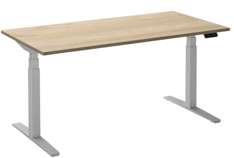 Ceha Adjust 2 Plus Elektrisch hoogteverstelbaar Zit-sta-bureau Rechthoekig Wit Eiken T-Voet 1,800 (B) x 900 (D) x 1,300 (H) mm Melamine, metaal
