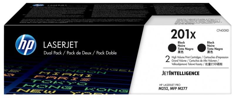 HP 201X Origineel Tonercartridge CF400XD Zwart Duopack 2 Stuks