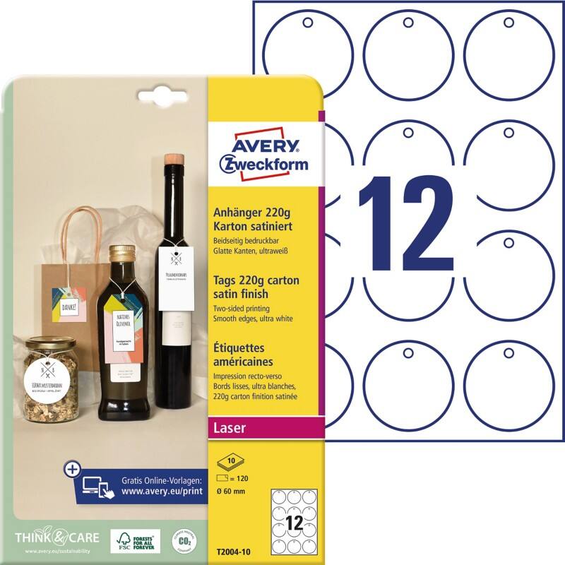 Avery Karton Kaartjes 13 x 210 x 297 mm Ultrawit T2004-10 10 Stuks