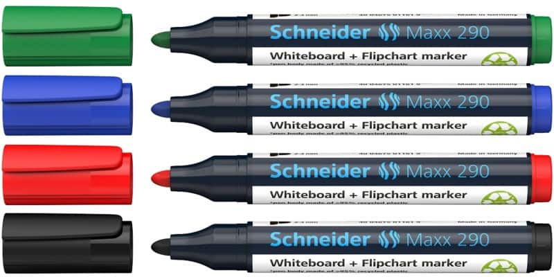 Schneider Maxx 290 96082000 Whiteboard-marker Kleurenassortiment Breed Viltstift 2 - 3 mm 4 Stuks