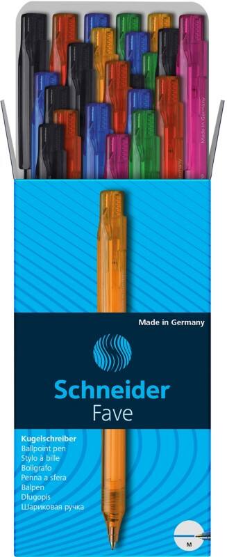 Schneider Fave 96081092 Intrekbaar Balpen Blauw 0,5 mm Medium Balpen Navulbaar 50 Stuks