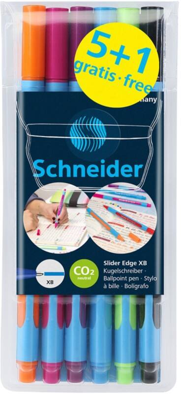 Schneider Slider 96081099 Balpen Kleurenassortiment 0,7 mm Extra breed Balpen 6 Stuks