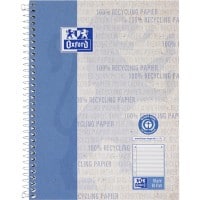 OXFORD Schrijfblok A5+ Gelinieerd Spiraalbinding Geplastificeerd karton Blauw Geperforeerd Recycled 160 Pagina's