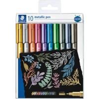 STAEDTLER Design Journey Calligraphy 8323 Metallic Marker met vezelpunt Gemiddelde dikte 1-2 mm Niet navulbaar Kleurenassortiment 10 stuks