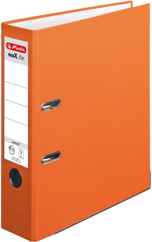 herlitz maX,file protect Breed Ordner A4 80 mm Oranje 2 Ringen Kunststof Reliëf