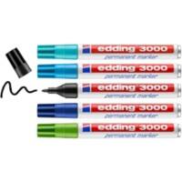 edding Permanent Marker e-3000 Medium Rond Blauw, lichtblauw, lichtgroen, turkoois, zwart