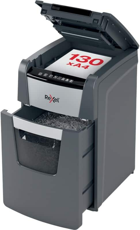 Rexel Optimum AutoFeed+ 130M Automatische papierversnipperaar Microsnippers Veiligheidsniveau P-5 130 Vel Automatisch & 6 Vel Handmatig