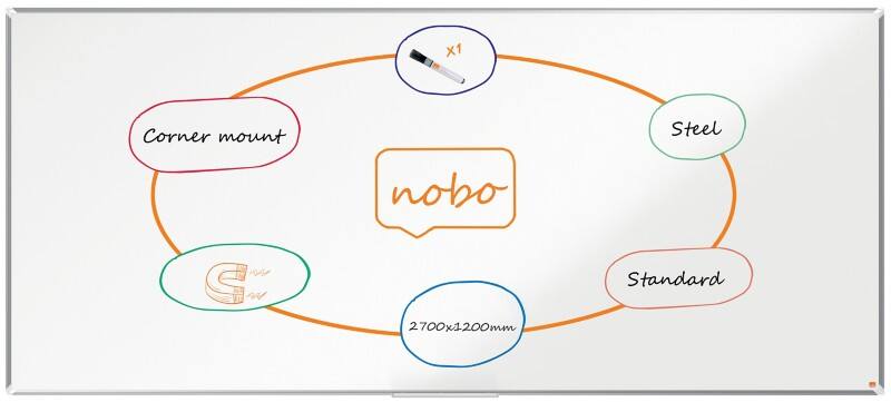 Nobo Premium Plus whiteboard 1915164 wandmontage magnetisch gelakt staal 270 x 120 cm