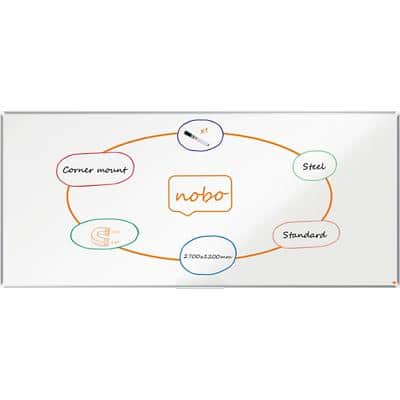 Nobo Premium Plus whiteboard 1915164 wandmontage magnetisch gelakt staal 270 x 120 cm
