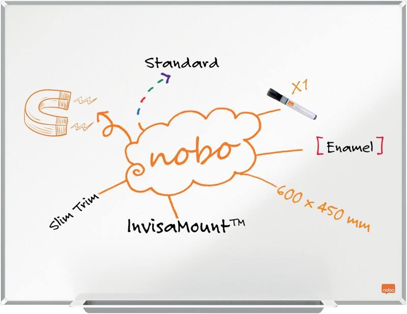 Nobo Impression Pro whiteboard 1915394 wandmontage magnetisch email 60 x 45 cm smal frame